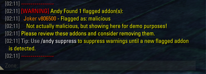 Andy Found Flagged Addon - Alert notification